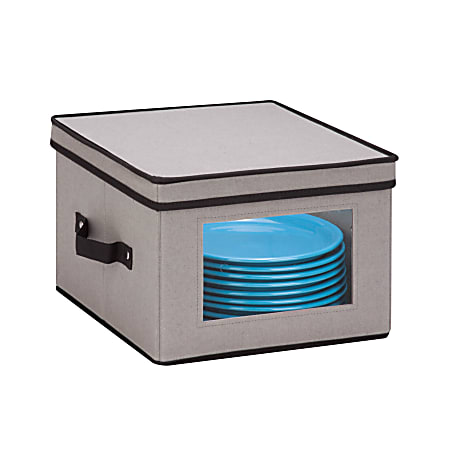 Honey Can Do Canvas Dinnerware Storage Box Medium Size 8 12 x 12 x