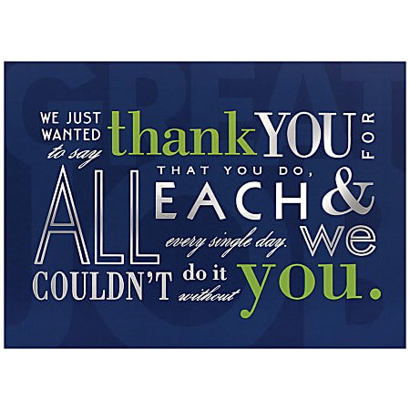 JAM Paper® Thank You Card Set, 5 5/8" x 7 7/8, Inspirational Thank You, Set Of 25 Cards And 25 Envelopes