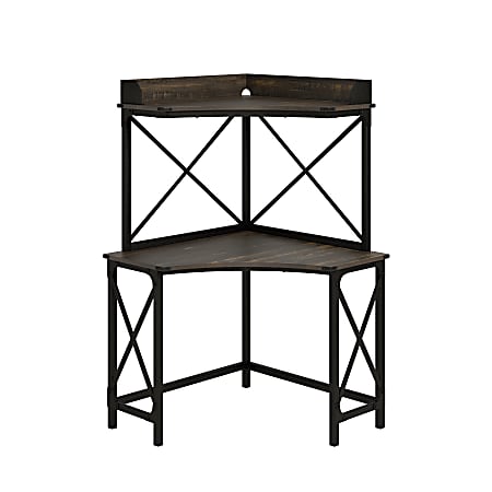 Sauder® Steel River 48"W Corner Desk With Hutch, Carbon Oak
