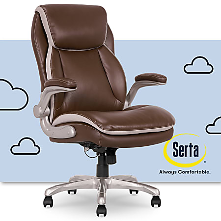 Serta Smart Layers Brinkley Ergonomic Bonded Leather High Back Executive Office Chair BrownSilver ODP Business Solutions