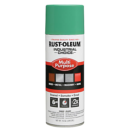 Rust-Oleum Industrial Choice 1600 System Multi-Purpose Enamel Spray Paint, 12 Oz, Gloss Safety Green, Case Of 6 Cans