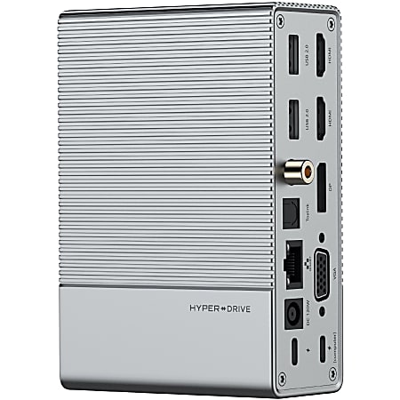 Targus HyperDrive Gen2 18-In-1 USB-C Hub For Notebook/Tablet PC, 1-7/10”H x 3-1/2”W x 3-1/2”D, Gray
