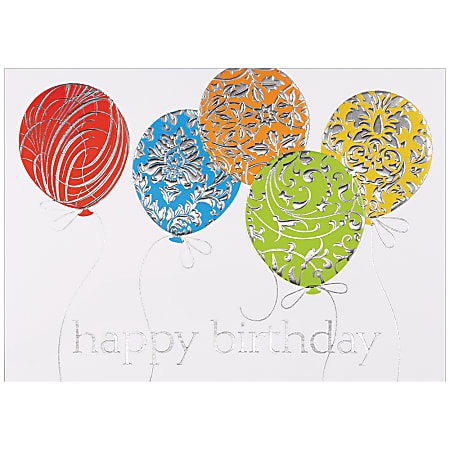 JAM Paper® Birthday Cards, 5 5/8" x 7 7/8", Happy Birthday Balloons, Set Of 25 Cards And 25 Envelopes