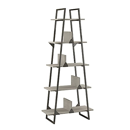 Bush Furniture Refinery A-Frame Etagere Bookshelf, Cottage White, Standard Delivery