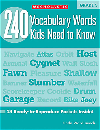 Scholastic 240 Vocabulary Words Kids Need To Know, Grade 3