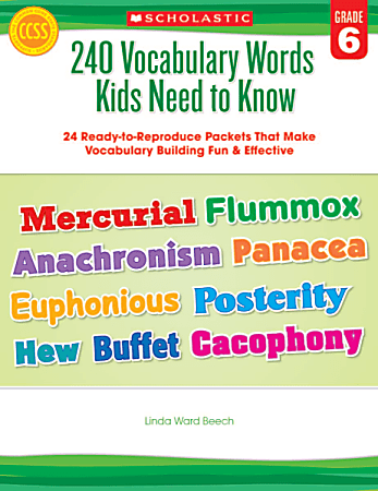 Scholastic 240 Vocabulary Words Kids Need To Know, Grade 6