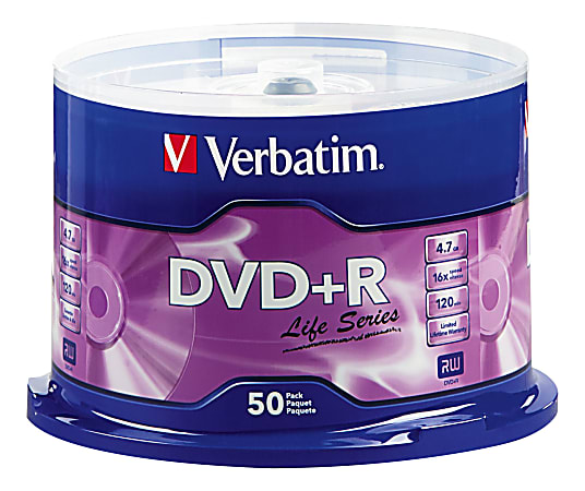 Verbatim® Life Series DVD+R Spindle, Pack Of 50