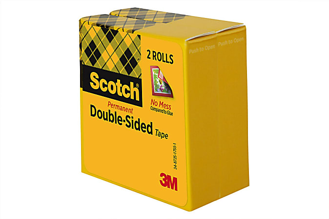 Scotch® Double Sided Tape, 665-C, 0.47 in x 25 yd (12 mm x 22.9 m), boxed,  2 per pack