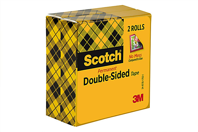 Scotch 665 Permanent Double Sided Tape 12 x 900 Clear Pack Of 2 Rolls -  Office Depot