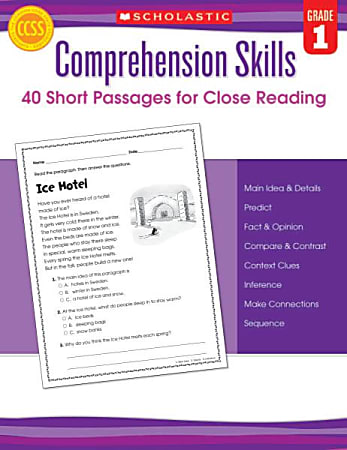 Scholastic Comprehension Skills: 40 Short Passages For Close Reading, Grade 1