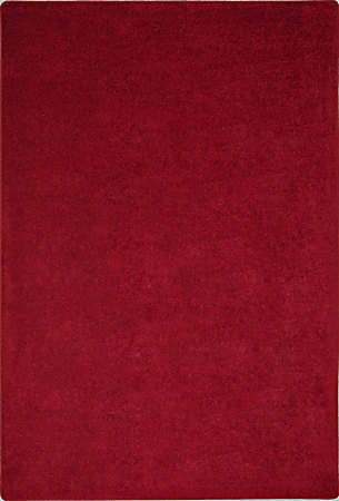 Joy Carpets Kid Essentials Solid Color Rectangle Area Rug, Endurance, 12' x 6', Burgundy