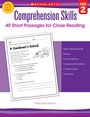 Scholastic Comprehension Skills: 40 Short Passages For Close Reading, Grade 2