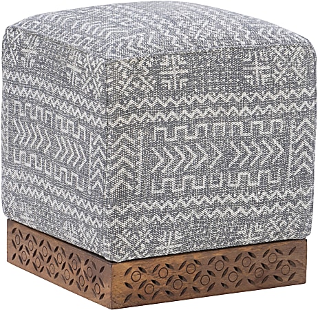 Powell Harper Square Ottoman, Brown/Grey