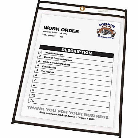 C-line 80912 Shop Ticket Holders,Clear Vinyl, Insert Size 9 x 12, Box of  50