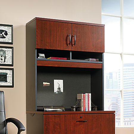 Sauder® Via Lateral File Hutch, Classic Cherry/Soft Black