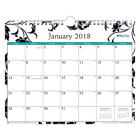 Blue Sky™ Monthly Wall Calendar, 11" x 8 3/4", 50% Recycled, Barcelona, January 2018 to December 2018 (100028)