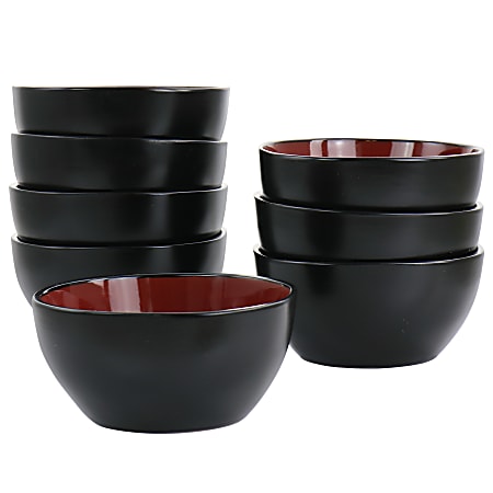 Gibson Home Soho Lounge 8-Piece Bowl Set, 6", Red