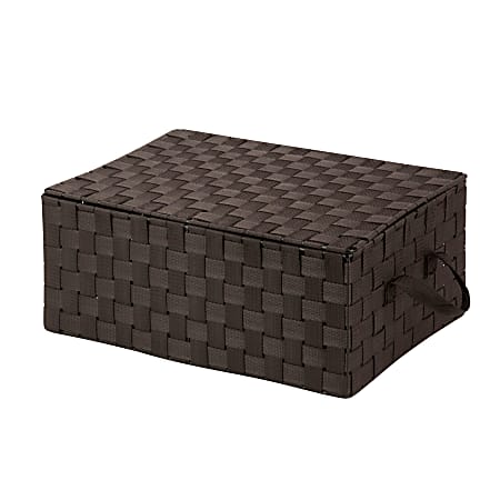 Honey-Can-Do Hinged-Lid Woven Storage Box, Medium Size, 7" x 17" x 12", Espresso