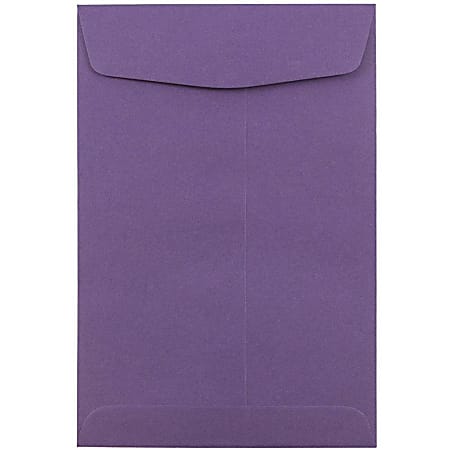 JAM Paper® Open-End 6" x 9" Catalog Envelopes, Gummed Seal, Dark Purple, Pack Of 100