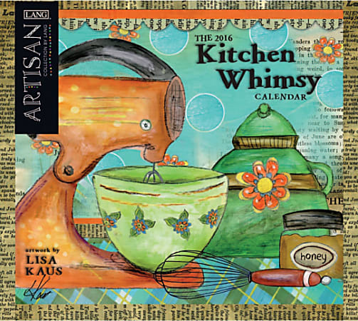 LANG Monthly Wall Calendar, 13 3/8" x 12", Kitchen Whimsy, January-December 2016