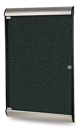 Ghent Silhouette 1-Door Enclosed Bulletin Board, Vinyl, 42-1/8" x 27-3/4", Ebony, Satin Black Aluminum Frame