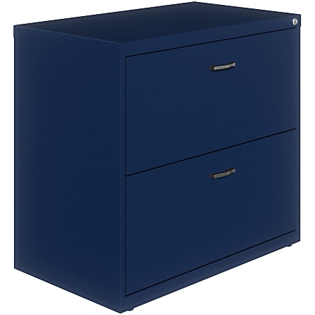 Lorell® 36"W x 17-5/8"D Lateral 2-Drawer File Cabinet With Arc Pull, Navy