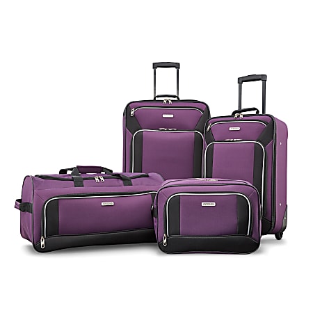 American Tourister® Fieldbrook XLT 4-Piece Luggage Set, Black/Purple