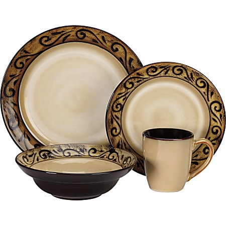 Cuisinart Isere Collection CDST1-S4G5 Table Ware - Dinner Plate, Salad Plate, Bowl, Mug - Ceramic, Stoneware - Dishwasher Safe - Microwave Safe - Brown