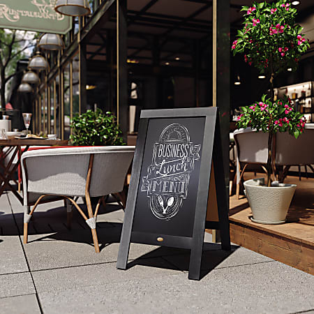 Flash Furniture Canterbury Wooden Indoor/Outdoor A-Frame Magnetic Chalkboard Sign Set, 20" x 40", Black