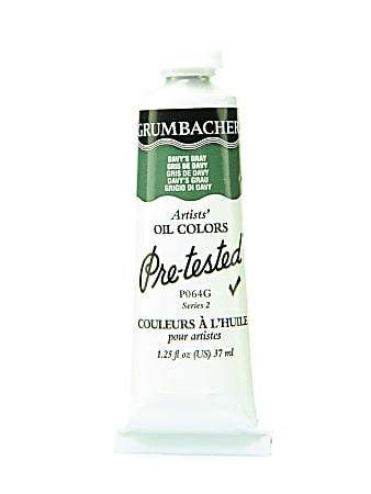 Grumbacher P064 Pre-Tested Artists' Oil Colors, 1.25 Oz, Davy's Gray, Pack Of 2