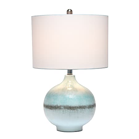 Lalia Home Bayside Horizon With Fabric Shade Table Lamp, 24"H, White Shade/Aqua And Brown Base