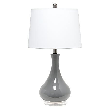 Lalia Home Droplet Table Lamp, 26-1/4"H, White Shade/Gray