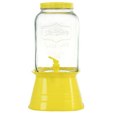 Gibson Home Chiara 2-Gallon Mason Cold Drink Dispenser, Yellow
