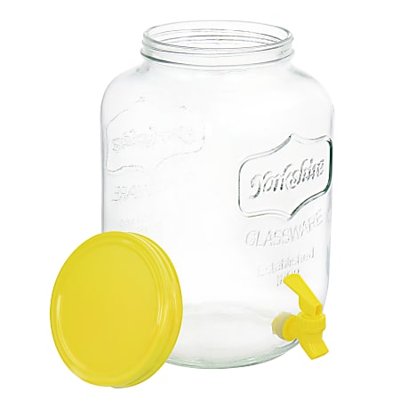 Gibson Home Chiara 2 Gallon Mason Cold Drink Dispenser with Yellow