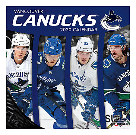 Turner Licensing Monthly Wall Calendar, 12" x 12", Vancouver Canucks, 2020