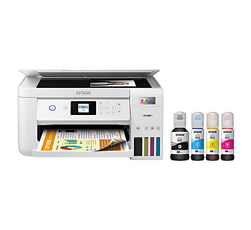 Epson EcoTank ET-2850 Wireless Color All-in-One Cartridge-Free Supertank Printer, White - Refurbished