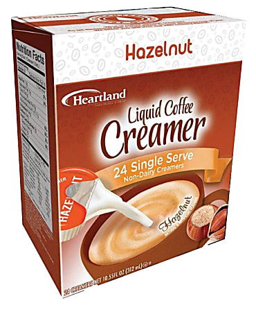 Heartland Creamers, 0.37 Oz, Hazelnut, Box Of 24 Creamers