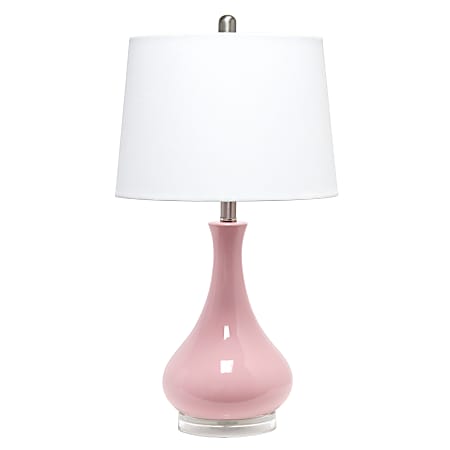 Lalia Home Droplet Table Lamp, 26-1/4"H, White Shade/Rose Pink Base