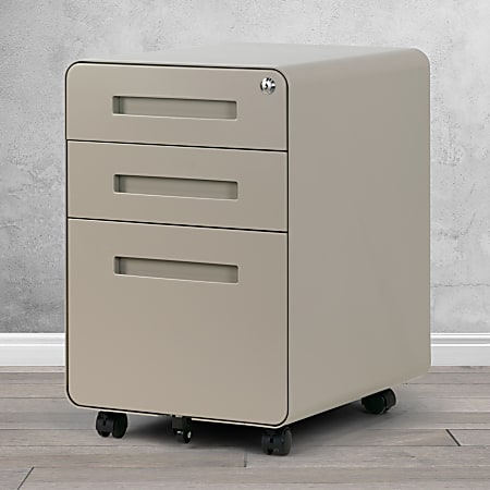 Glamour Home Aviya 20"D Vertical 3-Drawer Mobile File Cabinet, Gray