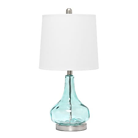 Lalia Home Rippled Glass With Fabric Shade Table Lamp, 23-1/4", White Shade/Clear Blue Base