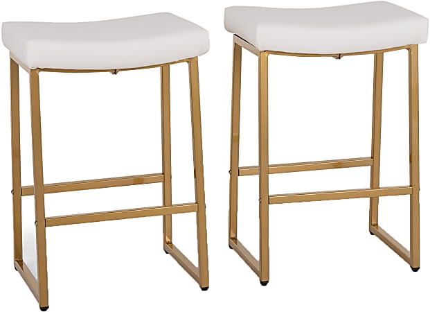 White leather and gold bar stools best sale