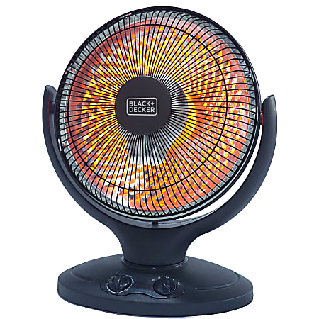 Black+Decker 800-Watt Radiant Dish Portable Heater, For Rooms Up To 161 Sq. Ft., Black