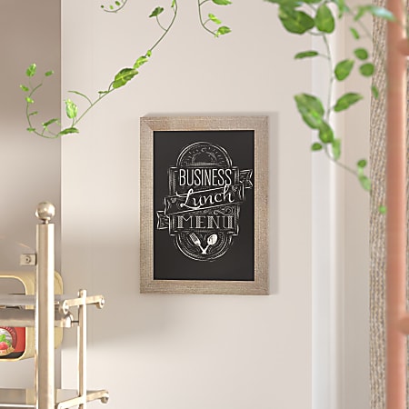 Flash Furniture Canterbury Wall Mount Magnetic Chalkboard Sign, 18" x 24", Weathered Brown