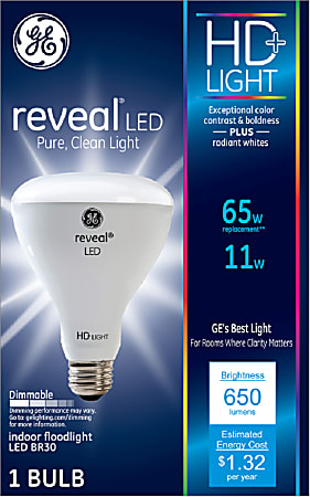 GE Lighting Reveal HD+ BR30 Dimmable LED Bulb, 65 Watts