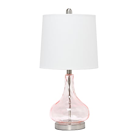 Lalia Home Rippled Glass With Fabric Shade Table Lamp, 23-1/4", White Shade/Rose Quartz Base