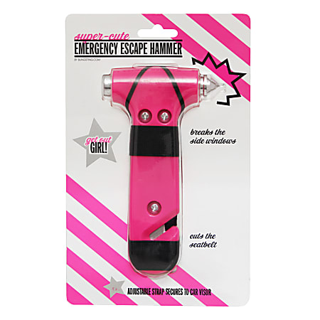 Super Cute Emergency Escape Hammer And Seatbelt Cutter Pink
