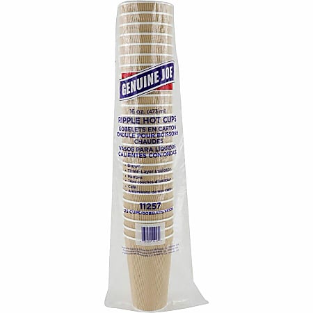 Genuine Joe 10 oz Rippled Hot Cups - 25.0 / Pack - 5 / Bundle - Brown - Hot Drink, Beverage