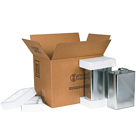 Office Depot® Brand F-Style Shipper Kit, Four 1-Gallon Cans, 12 3/8"H x 11 3/8"W x 16 3/8"D, Kraft