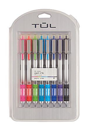 TUL GL Series Retractable Gel Pens Medium Point 0.8 mm Assorted Barrel  Colors Assorted Metallic Inks Pack Of 8 Pens - Office Depot