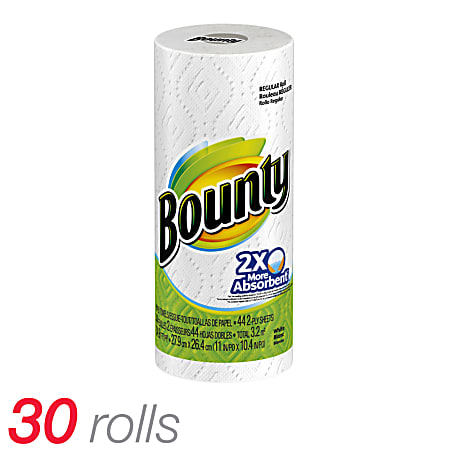 Bounty® Paper Towels, 2-Ply, 44 Sheets Per Roll, Case Of 30 Rolls